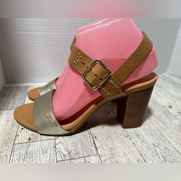Seychelles silver/tan heel sandal size 8 - Picture 1 of 9